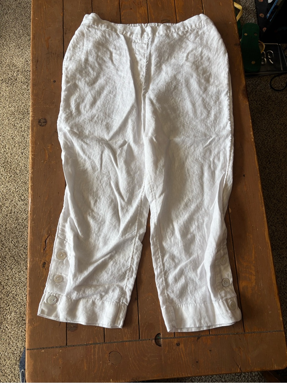 Chico’s 100% Linen White Cropped Pants